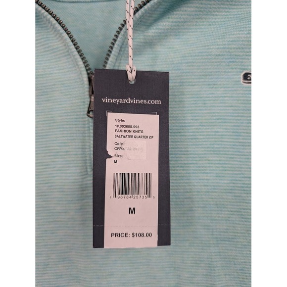 Vineyard Vines Men's NWT Fashion Knits Saltwater quarter zip blue sz M - Picture 4 of 7